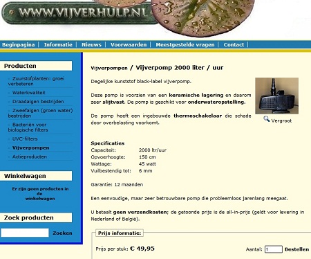 Vijverpomp online kopen in de webshop van Vijverhulp